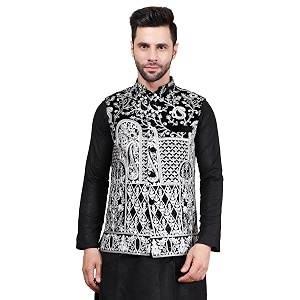 WINTAGE Embroidered velvet black modi nehru jacket