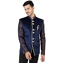 WINTAGE Men's Banarasi Rayon Cotton Velvet Black Bandhgala