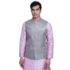 WINTAGE Mens Banarsi Rayon Cotton Bandhgala Festive