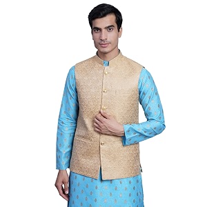 WINTAGE Mens Banarsi Rayon Cotton Bandhgala Festive