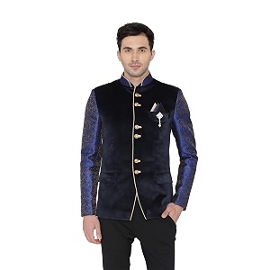 WINTAGE Mens Jacquard Grandad Bandhgala Coat Nehru