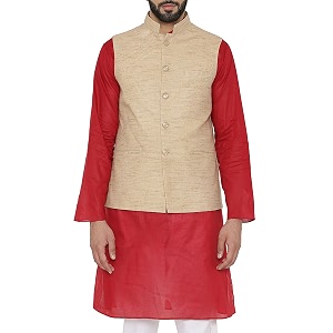 WINTAGE Mens Linen Cotton Purple Modi Nehru