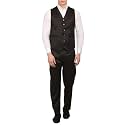 WINTAGE Men's Poly Blend Notched Lapel Black Tuxedo Vest&Trouser Set