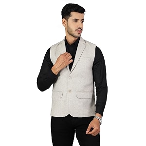 WINTAGE Mens Tweed Wool Nehru Jacket