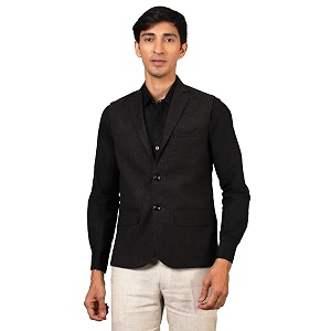 WINTAGE Mens Tweed Wool Modi Nehru Jacket