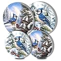 Winter Blue Bird Electric Stove Burner Covers，4 Pcs Christmas Round Stove Burner Covers Bells Gas Stove Burner Cover,8 Inch and 10 Inch,Evergreen Tree Metal Cooktop Home Decorative