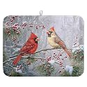 Winter Cardinal Birds Dish Drying Mats Christmas Snowflake Dish Mat Kitchen Tree Large Drying Matt Dishes Dryer Pad for Kitchen Counter Absorbent Microfiber Washable Foldable Reusable 18x24 in