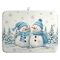 Winter Dish Drying Mat Winter Snowman Large Kitchen Mats Dish Drying Pad Blue Snowman Pine Tree Absorbent Dish Dryer Mat for Kitchen Countertops Microfiber Drainer Pad Dish Drying Mats (18x24 in)