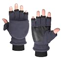 Winter Fingerless Mittens Men Women Convertible Flip-Top Windproof Warm Polar-Fleece Lining Texting Running Gloves