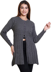 winter knit woven round neck casual women grey sweater