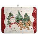 Winter Snowman Red Dish Drying Mats Christmas Gingerbread Man Dish Mat Drying Matt Xmas Tree Dishes Dryer Pad For Kitchen Counter Absorbent Microfiber Washable Foldable Reusable 18x24 In