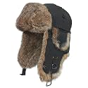 Winter Trapper Hat for Men Women Warm Soft Russian Ushanka Hat Real Rabbit Fur Aviator Bomber Hats Winter Hats with Ear Flaps