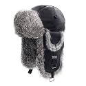 Winter Trapper Hat,Rabbit Fur Aviator Hat,Russian Trooper Hunting Ski Hat
