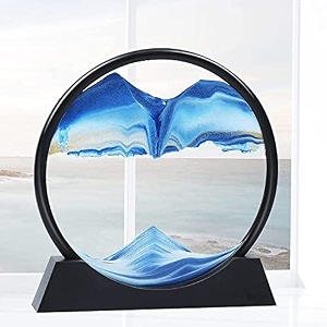 winthfure moving sand art picture 3d deep sea sandscape in round glass flowing sand frame children39s large desktop art toys home and office desktop decorations 734 1-purple