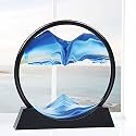Winthfure Moving Sand Art Picture 3D Deep Sea Sandscape in Round Glass Flowing Sand Frame, Children's Large Desktop Art Toys, Home and Office Desktop Decorations (7", 1-Purple)