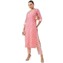 Winza Designer Geometric Printed Red Cotton Kurta