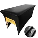 Wipeable Lash Bed Cover Massage Table Cover Waterproof and Reusable Wax Bed Cover for Esthetician, High Elasticity Vegan Leather Tablecloths for 6 FT Rectangular Table (Black)