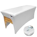 Wipeable Lash Bed Cover PU Leahter Massage Table Cover with Storage Pocket, Reusable Massage Bed Cover White Spa Bed Cover High Elasticity Wax Bed Cover for Esthetician (6FT, Whie)