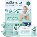 Wipemate EWG-Verified Premium Unscented Baby Wipes, 99% Water-Based, Plastic-Free, Ultra-Soft Plant-Based Wipe, Chlorine & Alcohol-Free, pH-Balanced, Hypoallergenic, Durable Flip-Top Lid (240-Ct)