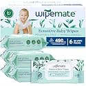 Wipemate EWG-Verified Premium Baby Wipes, 99% Water-Based, Plastic-Free, Ultra-Soft Plant-Based Wipe, Chlorine/Alcohol-Free, pH-Balanced, Hypoallergenic Cruelty-Free with Durable Flip-Top Lid 480-Ct