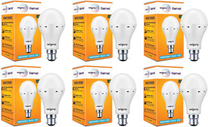 wipro 12 w standard b22 inverter bulb white - pack of 6 4 hrs bulb emergency light
