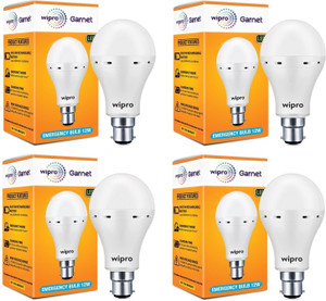wipro 12 w standard b22 inverter bulb white - pack of 4 4 hrs bulb emergency light