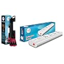 wipro 3W ABS Plastic Radiant Dual Light LED Torch, Black &amp; Red, Standard Extension Board with 4 Universal Sockets - Grey &amp; White