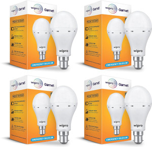 wipro 85w rechargeable led bulb pack of 4 with backup of 4 hrs bulb emergency light