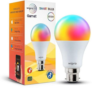 wipro b22 125 w wi-fi rgb led with voice  app control smart bulb
