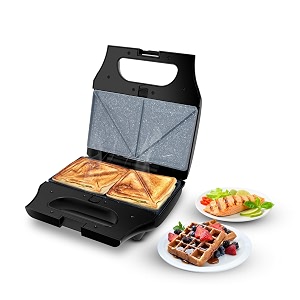 wipro elato bs302 800 watt 3-in-1 detachable ceramic sandwich maker removables plates for toaster griller amp waffle maker non-toxic ceramic coating2 year warranty regular bread size for 2 slices