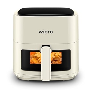 wipro elato caf 201 digital air fryer  1200w power  42l capacity  transparent full window  digital touch control  8 preset modes  white 2 year warranty