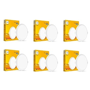 wipro garnet 10w round led wave infinity panel  warm white light 2700k  rimless panel with ultra-slim design  recessed down light for false ceiling  cutout - 130mm  pack of6