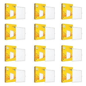 wipro garnet 10w square led wave infinity panel  cool white light 6500k  rimless panel with ultra-slim design  recessed down light for false ceiling  cutout - 130x130mm  pack of 12