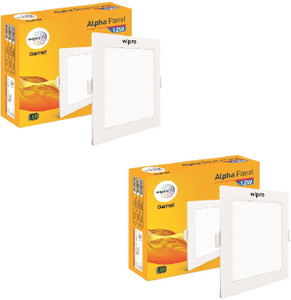 wipro garnet 12w alpha panel square pack of 2  recessed ceiling light ceiling lamp