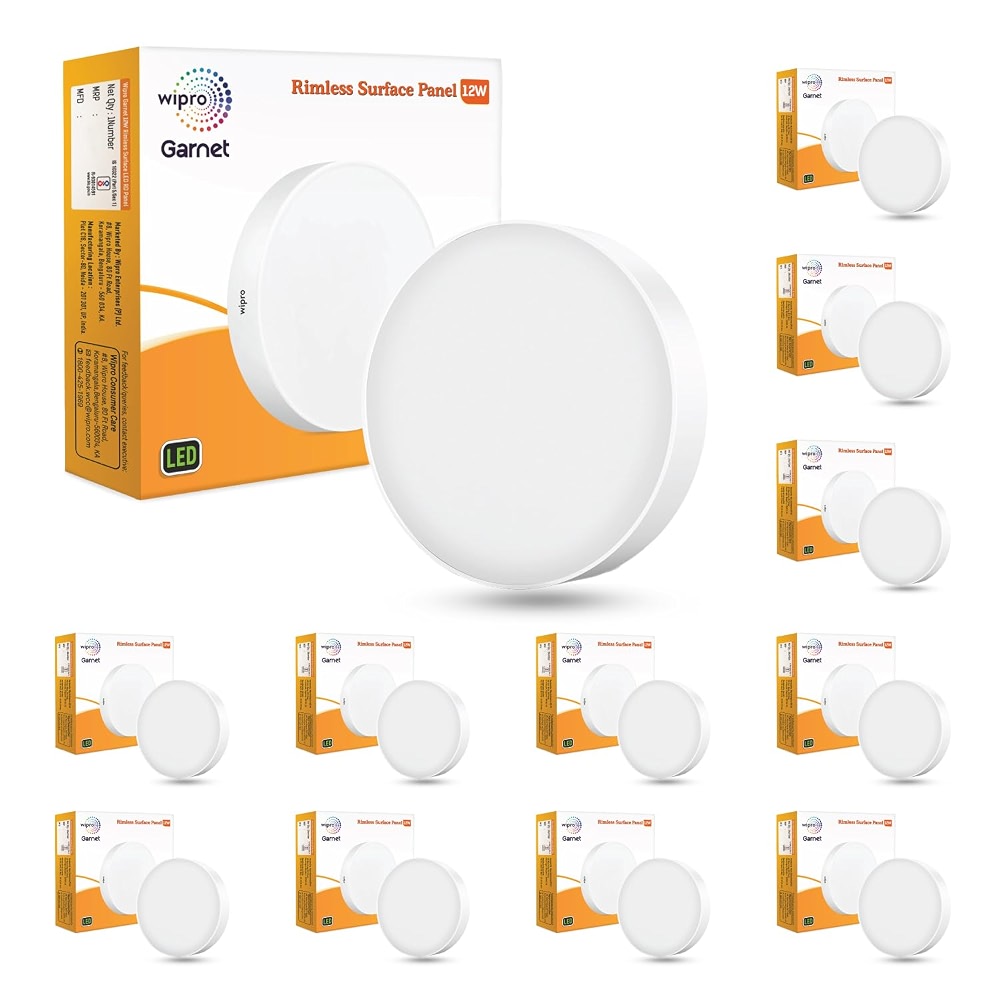 wipro Polycarbonate Garnet 12W Rimless Round Led Surface Panel | Warm ...