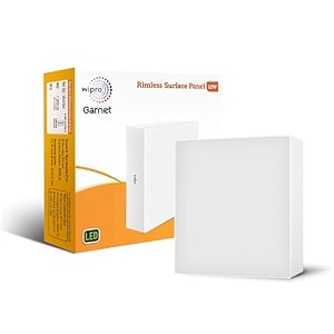 wipro polycarbonate garnet 12w rimless square led surface panelneutral white light 4000kelegant rimless design for wider spread of lightsurface mounted led down light for ceilingpack of 1