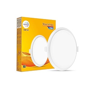 wipro garnet 15w round led wave infinity panel  neutral white light 4000k  rimless panel with ultra-slim design  recessed down light for false ceiling  cutout - 150mm  pack of 1