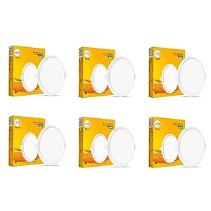 wipro garnet 15w round led wave infinity panel  warm white light 2700k  rimless panel with ultra-slim design  recessed down light for false ceiling  cutout - 150mm  pack of6