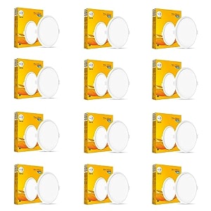 wipro garnet 15w round led wave infinity panel  cool white light 6500k  rimless panel with ultra-slim design  recessed down light for false ceiling  cutout - 150mm  pack of 12