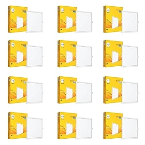 wipro garnet 15w square led wave infinity panel  cool white light 6500k  rimless panel with ultra-slim design  recessed down light for false ceiling  cutout - 150x150mm  pack of 12