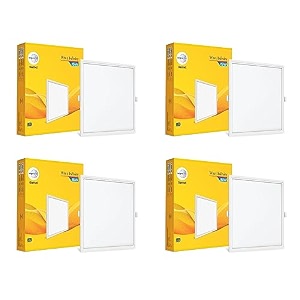 wipro garnet 15w square led wave infinity panel  neutral white light 4000k  rimless panel with ultra-slim design  recessed down light for false ceiling  cutout - 150x150mm  pack of 4