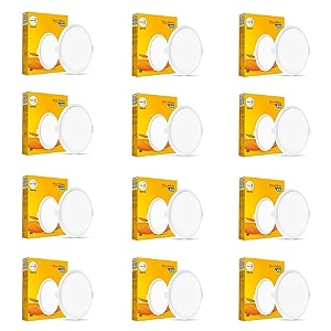 wipro garnet 20w round led wave infinity panel  cool white light 6500k  rimless panel with ultra-slim design  recessed down light for false ceiling  cutout - 205mm  pack of 12
