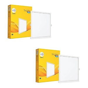 wipro garnet 20w square led wave infinity panel  neutral white light 4000k  rimless panel with ultra-slim design  recessed down light for false ceiling  cutout - 205x205mm  pack of 2