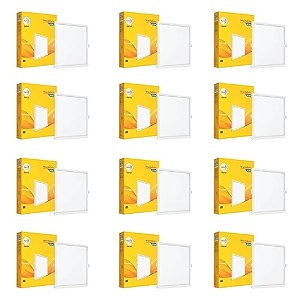 wipro garnet 20w square led wave infinity panel  neutral white light 4000k  rimless panel with ultra-slim design  recessed down light for false ceiling  cutout - 205x205mm  pack of 12