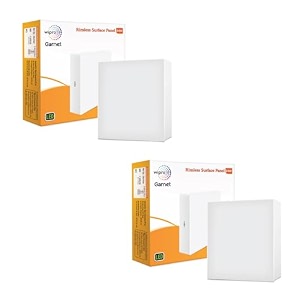 wipro garnet 24w rimless square led surface panel  warm white light 2700k  elegant rimless design for wider spread of light  surface mounted led down light for ceiling  pack of 2