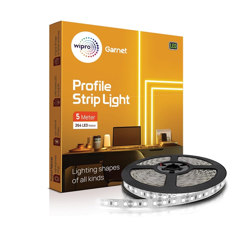 wipro Plastic Garnet 5 Meter Profile Strip with 264 LED /Mtr, Neutral ...