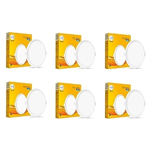 wipro garnet 6w round led wave infinity panel  cool white light 6500k  rimless panel with ultra-slim design  recessed down light for false ceiling  cutout - 100mm  pack of6