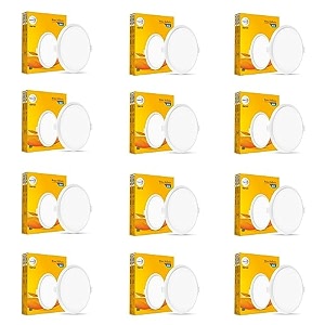 wipro garnet 6w round led wave infinity panel  cool white light 6500k  rimless panel with ultra-slim design  recessed down light for false ceiling  cutout - 100mm  pack of 12