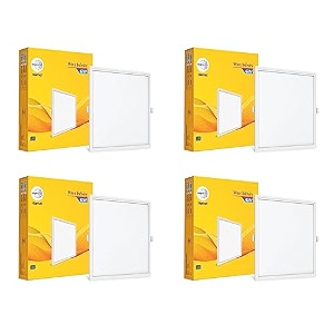 wipro garnet 6w square led wave infinity panel  warm white light 2700k  rimless panel with ultra-slim design  recessed down light for false ceiling  cutout - 100x100mm  pack of 4