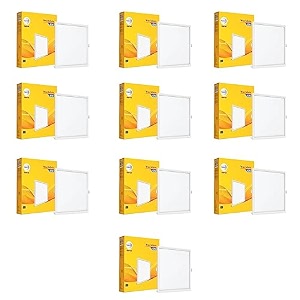 wipro garnet 6w square led wave infinity panel  cool white light 6500k  rimless panel with ultra-slim design  recessed down light for false ceiling  cutout - 100x100mm  pack of 10